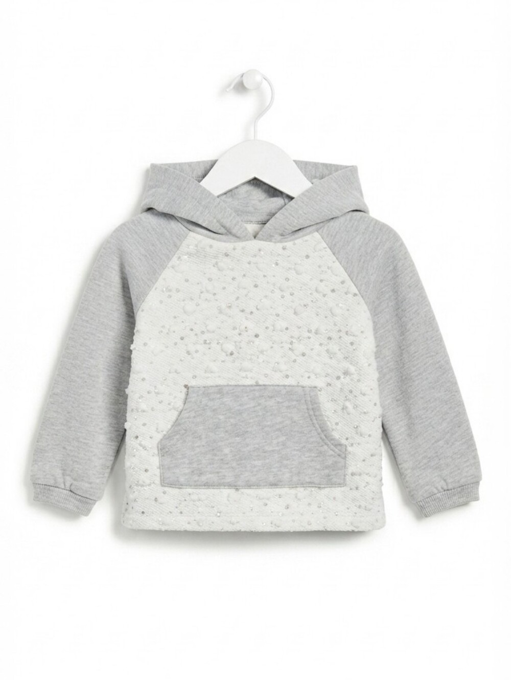 🦦5/$10🦦 Nannette Kids Gray White Textured Sequin Hoodie Toddler Girls Size